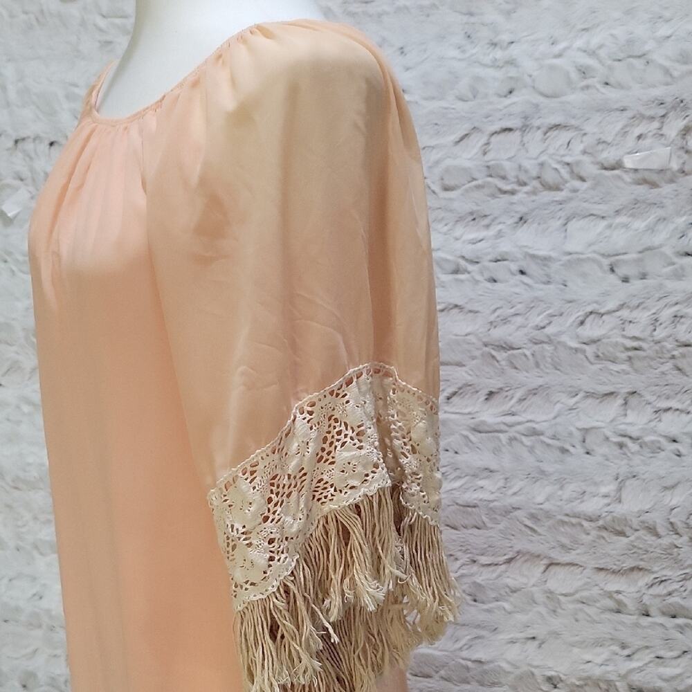 2 B Together Off-Shoulder Tunic Dress Womens S Blush Peach, Boho Chic, Crochet - Picture 2 of 12